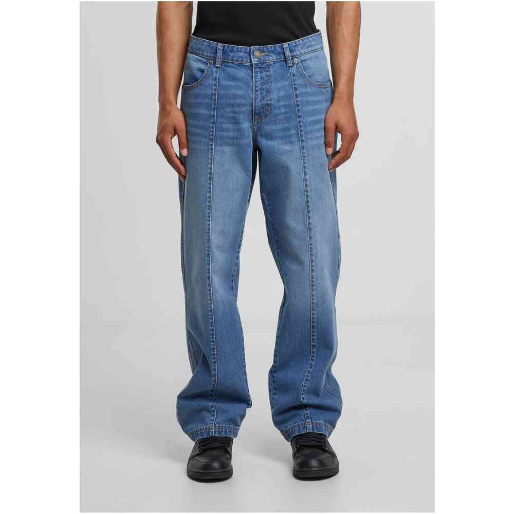 Urban Classics - Wide Leg Denim With Dividing Seams Hose gerades bein - Blau